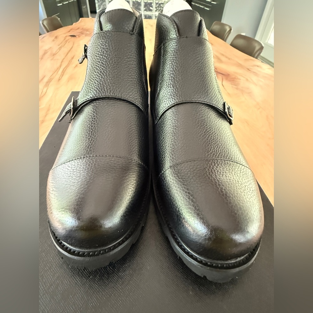 ZANZARA-Napoli Chukka Boot-Double Monk Strap-Black Leather -Sz 10 Excellent